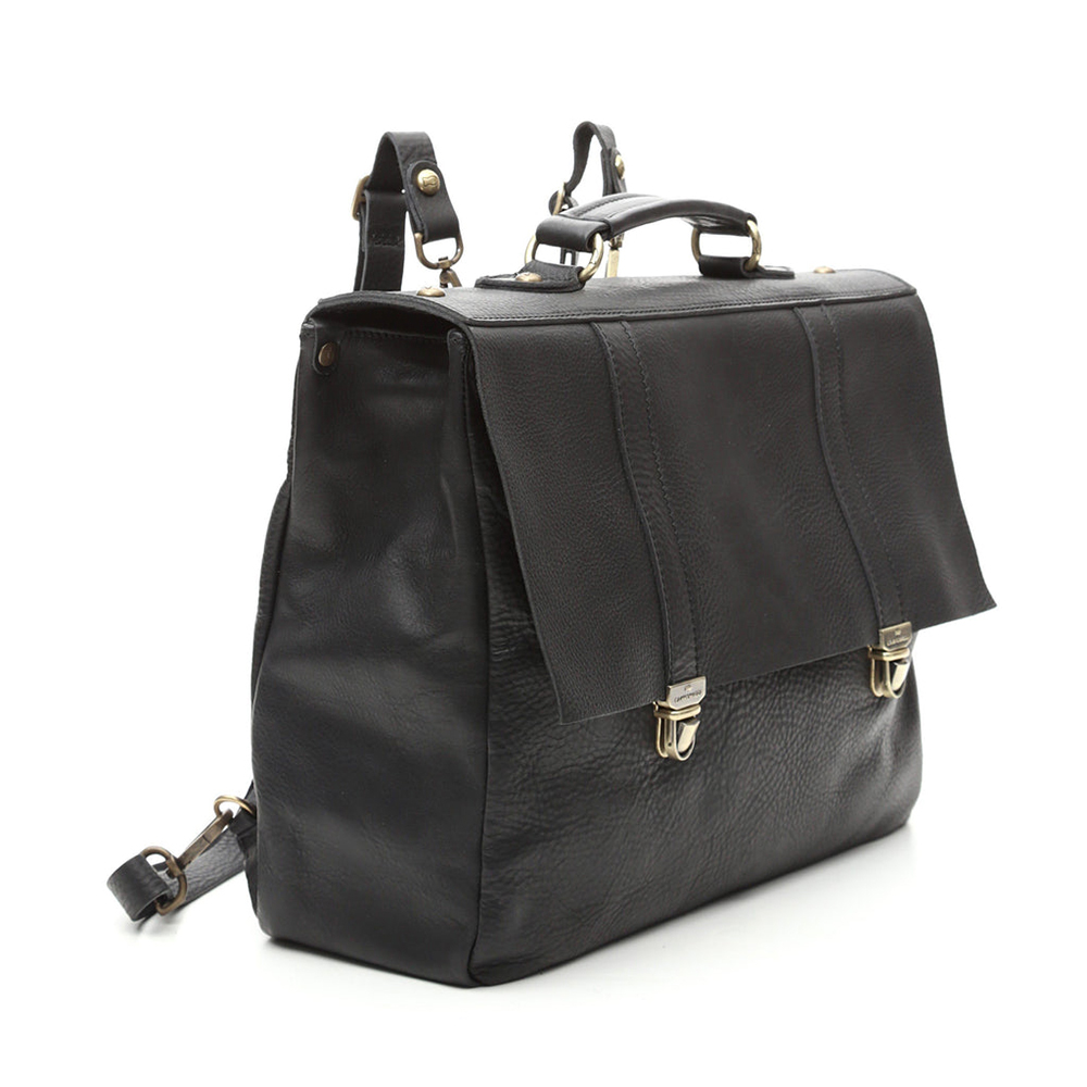 Campomaggi Leather Briefcase Backpack, Black - Image 2