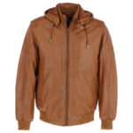 Men's Leather Hooded Jacket